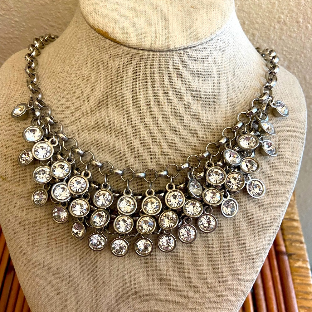 Vintages Unsigned Triple Layer Rhinestoned Necklace